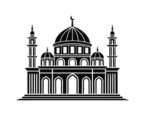 Silhouette of a mosque, vector mosque Design