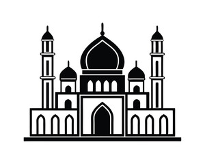 Silhouette of a mosque, vector mosque Design
