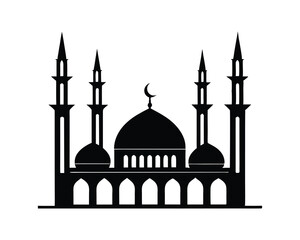 Silhouette of a mosque, vector mosque Design
