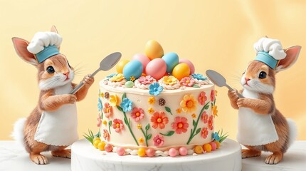 Obraz premium easter bunny with cake