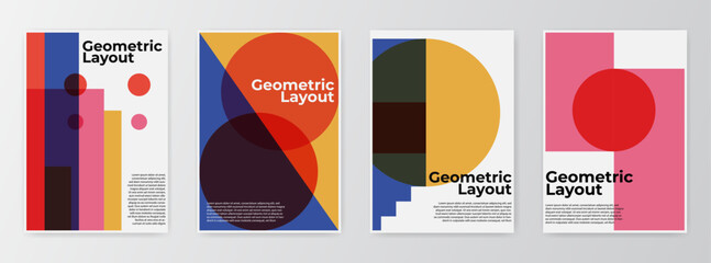 geometric layout template collection.  simple geometric layout vector in A4 format ideal for.  web backgrounds, poster art designs, magazine front pages, high-tech prints, cover artwork and more.