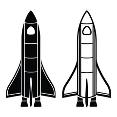 Rocket icon, Space ship vector silhouette, space shuttle launch vector Design