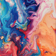 Abstract liquid flow effect with melting vibrant colors, perfect for creative backgrounds, surreal art, and digital design