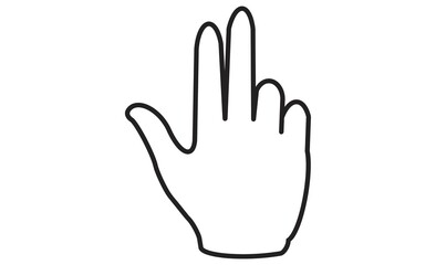 三本の指を立てた手のイラスト・ジェスチャーアイコン
