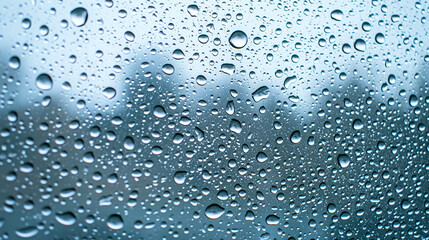 Rainy day window scene with soft light and water droplets