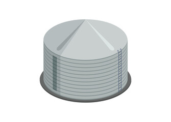 Storage tank building in isometric view. Simple flat illustration.