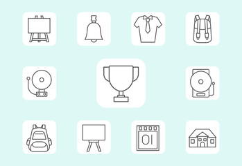 School - outline icon set eps 10