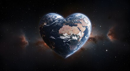Obraz premium Earth in Heart Shape
