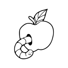 apple with worm outline