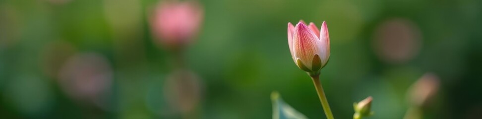 Obraz premium Macro shot of a single tiny flower bud opening, blooming flowers, tiny flowers buds