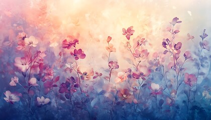 Fading floral patterns merging into soft gradients for a soothing visual appeal
