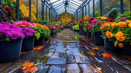 Colorful Autumn Flowers Greenhouse - Autumnal imagery
