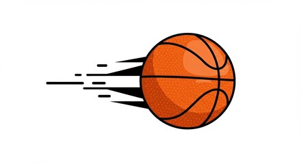 Dynamic Basketball Illustration with Motion Lines for Sports Branding and Merchandise Design.