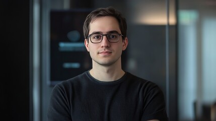Fototapeta premium A blockchain researcher developing AI powered decentralized solutions for crypto backed decentralized supply chain logistics, futuristic logistics lab with live data, High-tech style