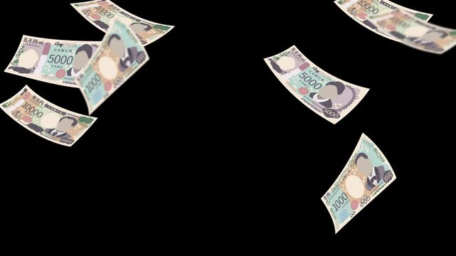 降ってくるお金の横長アニメーションビデオ