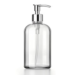 Obraz premium Clear Glass Pump Bottle Dispenser Mockup Perfect for Soap Lotion or Shampoo Packaging Design 