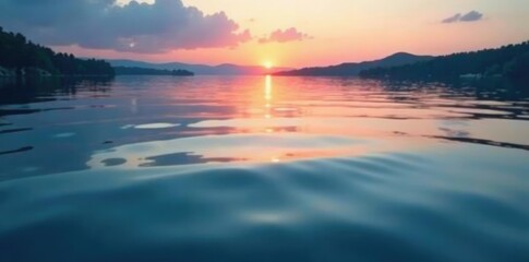 Obraz premium Ripples on the surface of a calm lake at dawn, texture, soft, calm