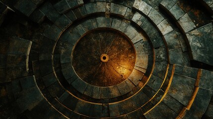 Fototapeta premium dart target from above, showing the intricate details of the sections and the path of a dart in motion