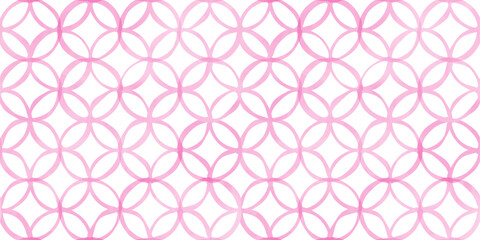 Hand drawn watercolor style pink Shippou , Japanese traditional pattern, Seamless vector watercolor texture background/手描きの水彩タッチのピンクの七宝模様、日本の和柄背景