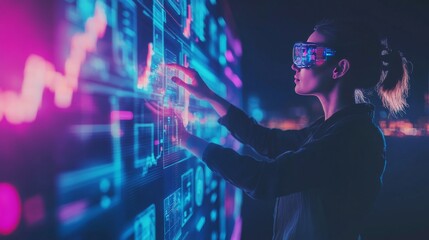 A cryptocurrency developer working on AI powered decentralized solutions for crypto backed decentralized transportation systems, futuristic transportation lab with live data, High-tech style