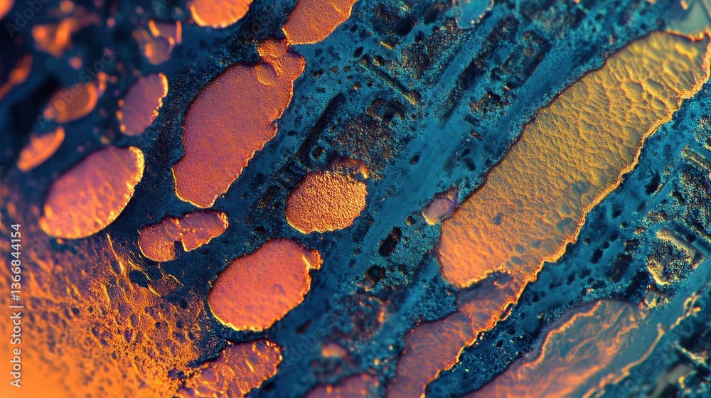 Poster cpu surface, showing reflective etching and microscopic patterns