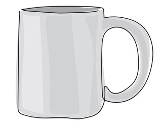 Coffee cup in continuous line pattern on white background.