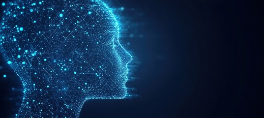 Abstract Digital Human Profile with Binary Code and Circuit Patterns – A Futuristic Vector Illustration of Artificial Intelligence