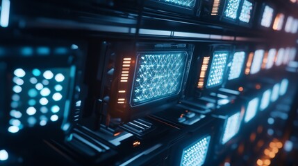 Fototapeta premium A cryptocurrency expert creating AI powered decentralized solutions for crypto based retirement planning platforms, futuristic retirement lab with live data, High-tech style
