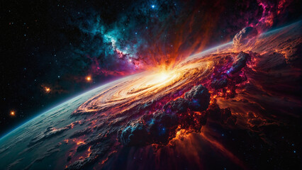 Nebula background with vibrant colors