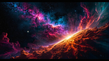 Nebula background with vibrant colors
