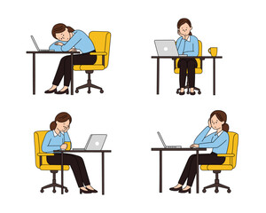 パソコン作業に悩むビジネスウーマン