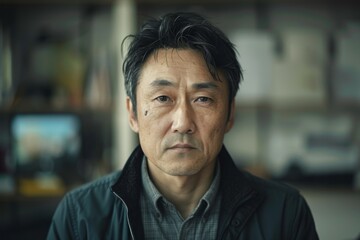 Obraz premium Portrait of a middle aged Asian male worker in start up company office