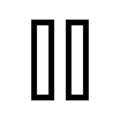 Pause icon in black, outline style and white background