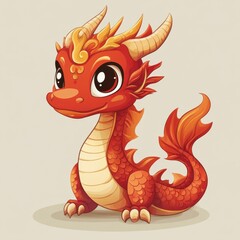 Fototapeta premium Cartoon cute chinese dragon illustration