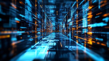 Obraz premium A digital asset manager building AI powered decentralized platforms for crypto backed decentralized insurance services, futuristic insurance lab with live data, High-tech style