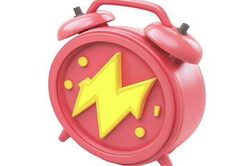 Obraz premium 3D Rendered Alarm Clock Illustration On Transparent Background with Yellow Lightning