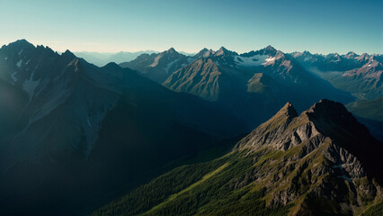 green mountain range with ice, 