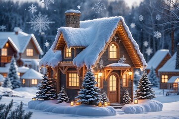 Fototapeta premium Winter House Decor Series Compact Holiday Architecture for Festive Celebrations