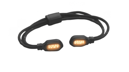 3D Rendered Illustration of a Black Wearable Device with Glowing Orange Lights on Transparent Background