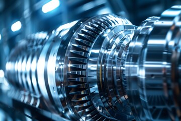 Fototapeta premium Precision engineering showcased in a steam turbine