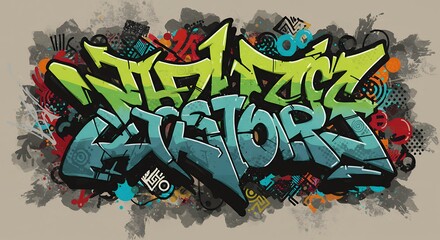 Naklejka premium Graffiti Art Featuring Text Design with Vibrant Colors and Urban Style