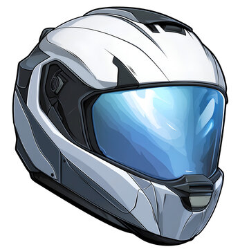 recommend clip art: Motorcycle Helmet Isolated with Blue Visor for Safety Gear Concept, Futuristic Fashion and Cyber Style Concept
