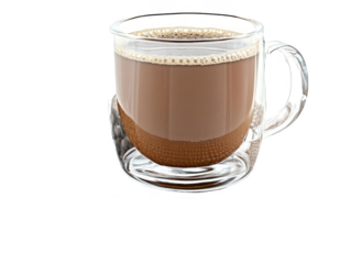 Coffee in Double-Walled Glass Cup on Transparent Isolated Background