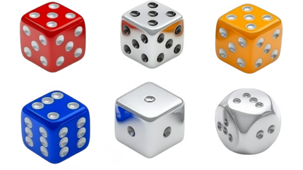 Colorful Dice Collection on Transparent Background A 3D Illustration
