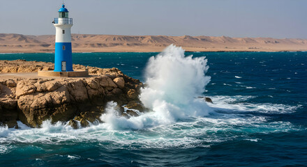 Coastal Lighthouse With Powerful Waves