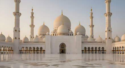 Obraz premium Grand Mosque Of Abu Dhabi Exterior In Sunlight