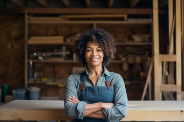 Portrait of a middle aged African American female carpenter