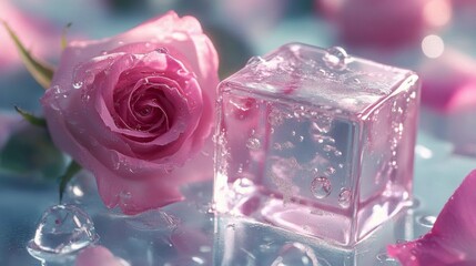 Roses frozen in ice
