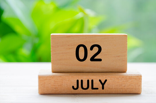 July 2nd calendar text on wooden blocks with customizable space for text. Calendar concept
