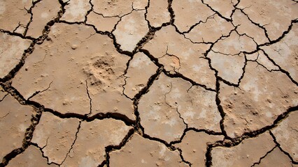 Fototapeta premium Dry Cracked Earth Surface Under Harsh Sunlight in Nature Scene